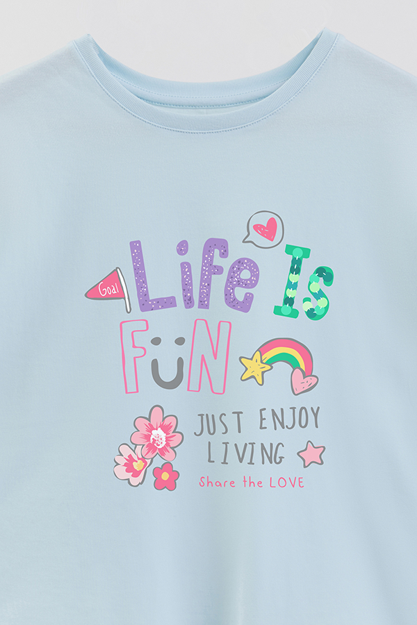 REMERA GIRL OVER LIFE IS FUN