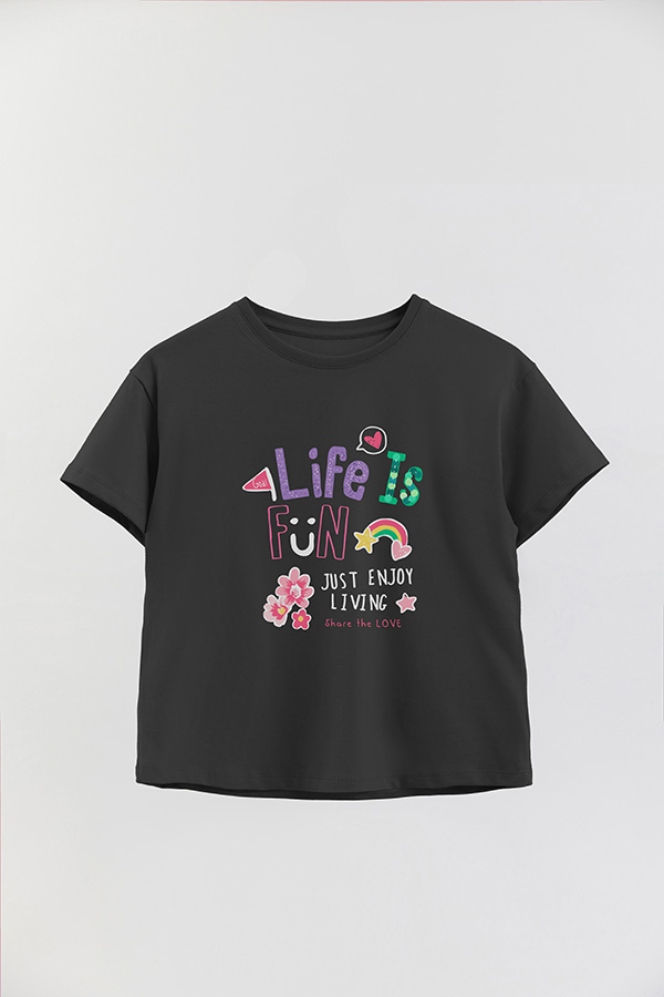REMERA GIRL OVER LIFE IS FUN