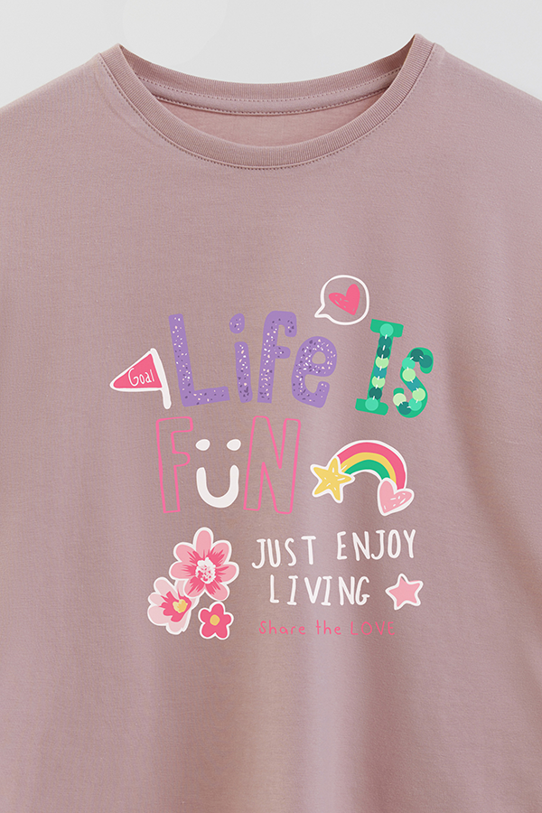 REMERA GIRL OVER LIFE IS FUN