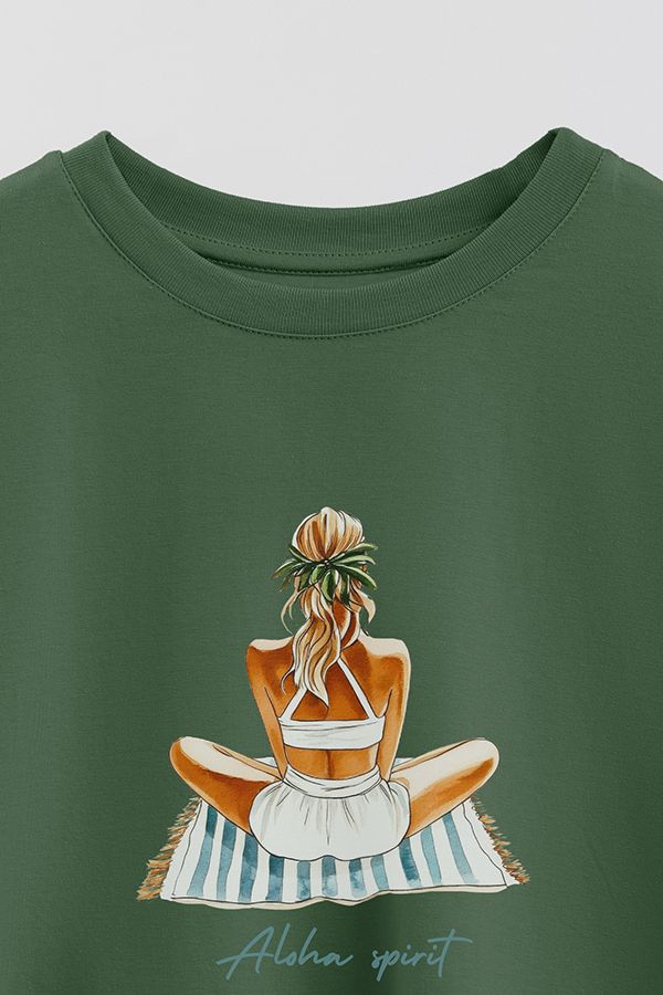 REMERA CROP ESTAMPADA COASTAL ALOHA SPIRIT