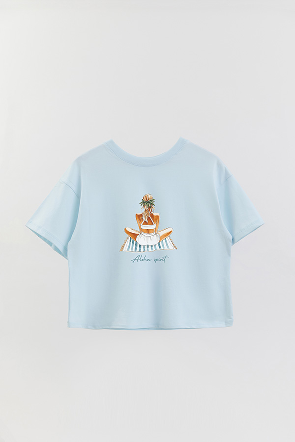 REMERA CROP ESTAMPADA COASTAL ALOHA SPIRIT