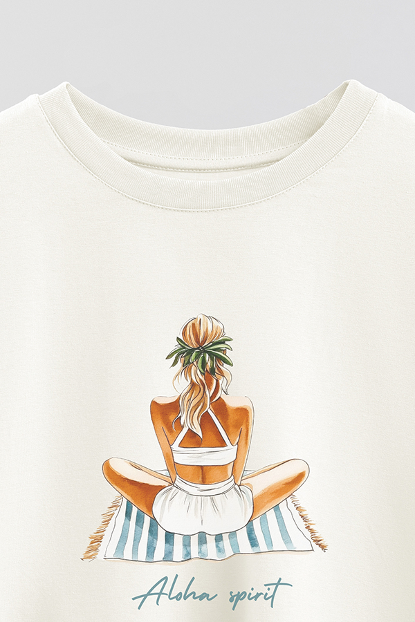 REMERA CROP ESTAMPADA COASTAL ALOHA SPIRIT