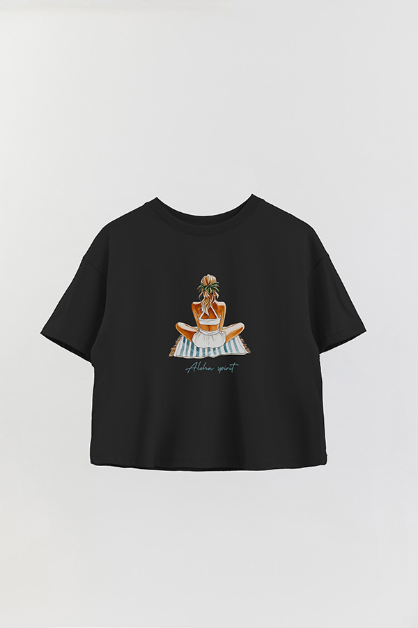 REMERA CROP ESTAMPADA COASTAL ALOHA SPIRIT