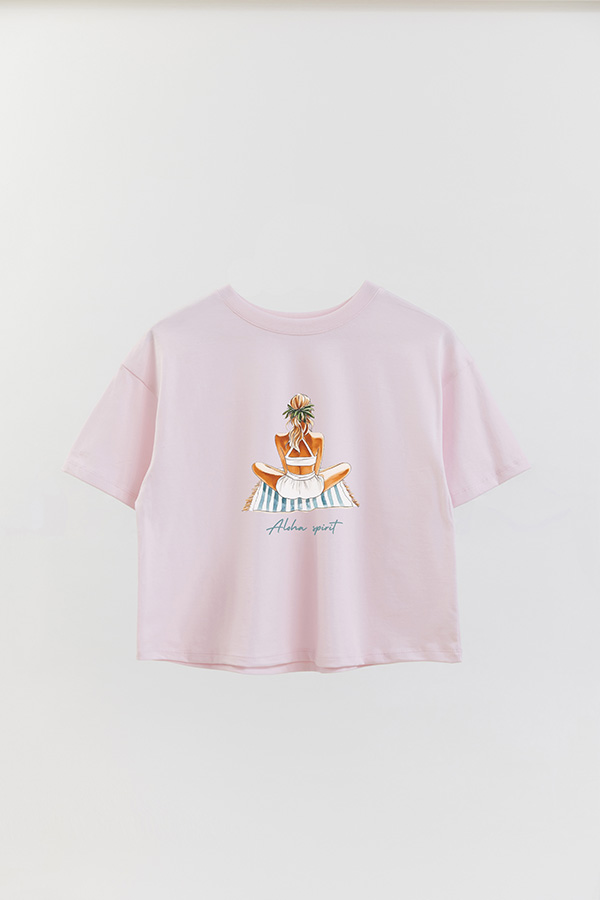 REMERA CROP ESTAMPADA COASTAL ALOHA SPIRIT