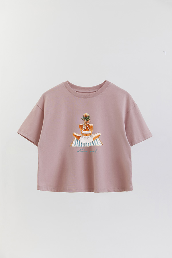REMERA CROP ESTAMPADA COASTAL ALOHA SPIRIT