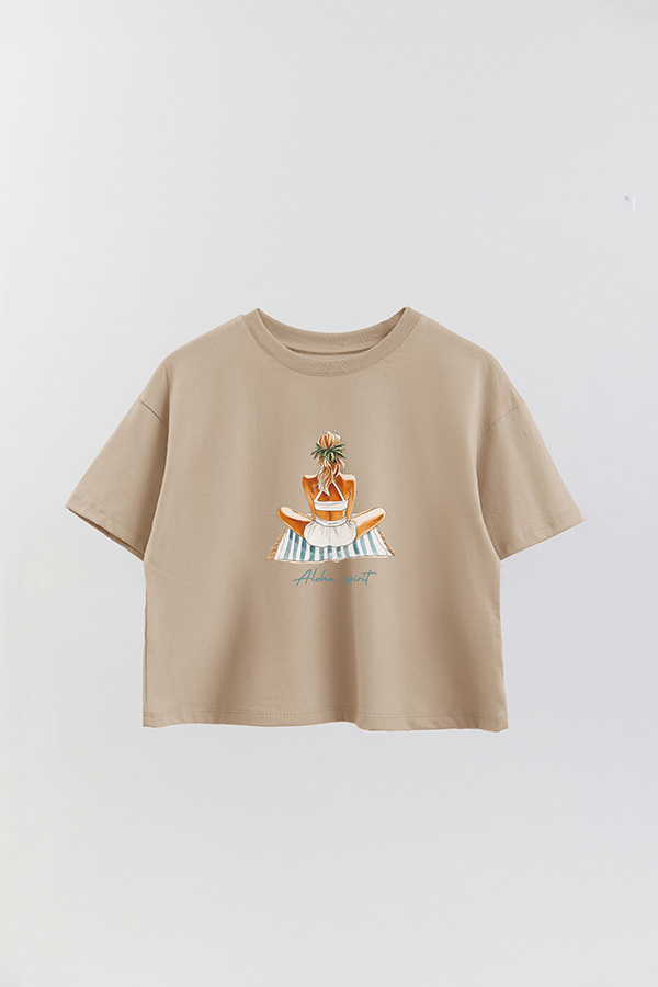 REMERA CROP ESTAMPADA COASTAL ALOHA SPIRIT
