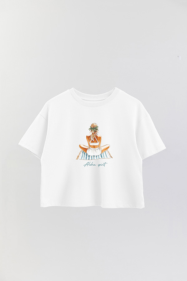 REMERA CROP ESTAMPADA COASTAL ALOHA SPIRIT