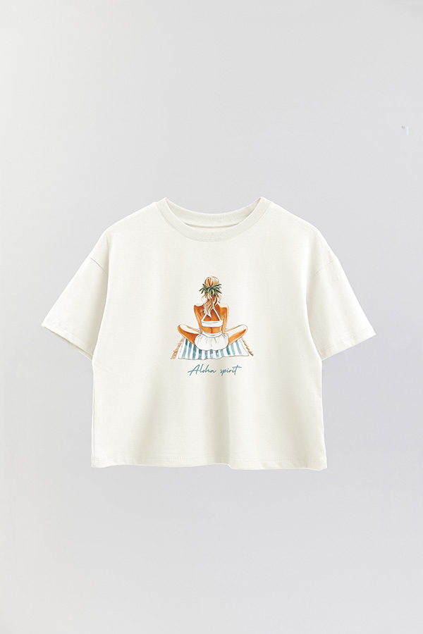 REMERA CROP ESTAMPADA COASTAL ALOHA SPIRIT