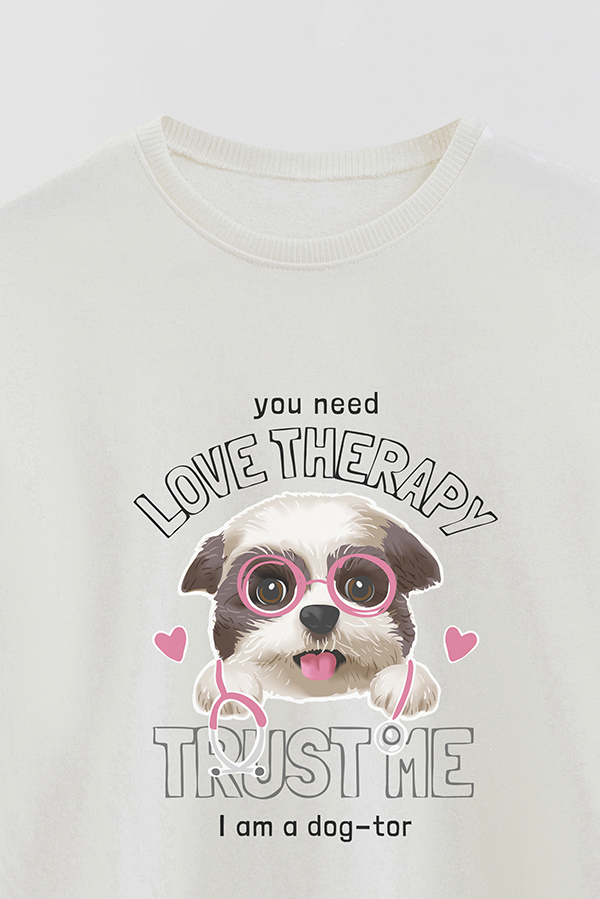 BUZO CREWNECK RUSTICO DOGGY DREAMS LOVE THERAPY