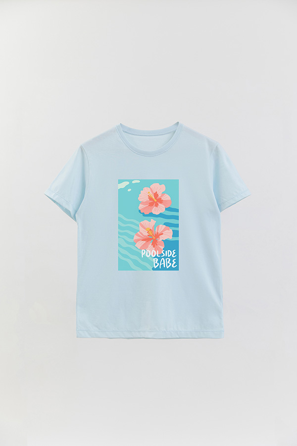 REMERA BASICA ESTAMPADA POOL SIDE BABE