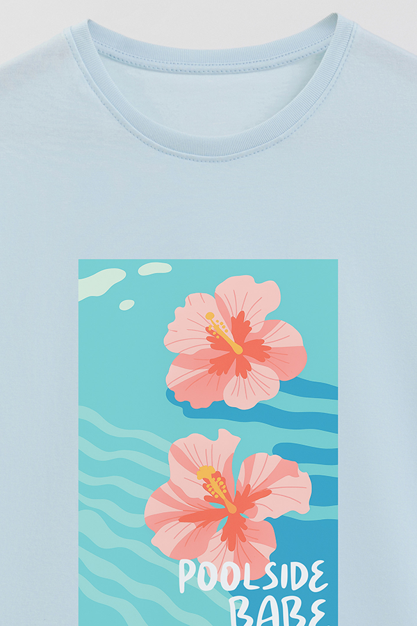 REMERA BASICA ESTAMPADA POOL SIDE BABE