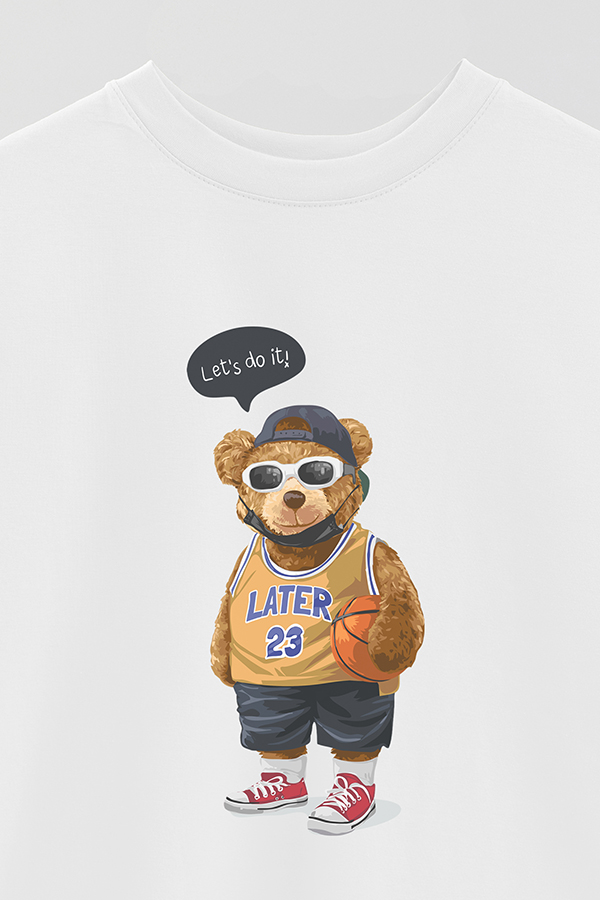 REMERA OVER ESTAMPADA UNISEX TEDDY BASKETBALL PLAYER