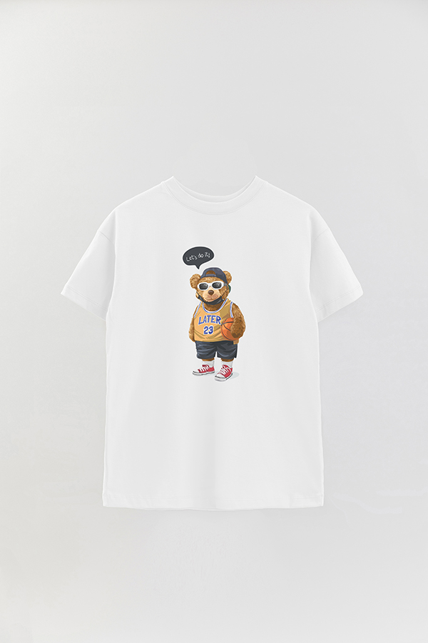 REMERA OVER ESTAMPADA UNISEX TEDDY BASKETBALL PLAYER