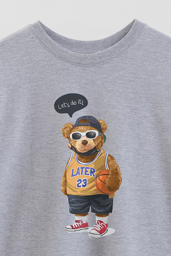 REMERA OVER ESTAMPADA UNISEX TEDDY BASKETBALL PLAYER