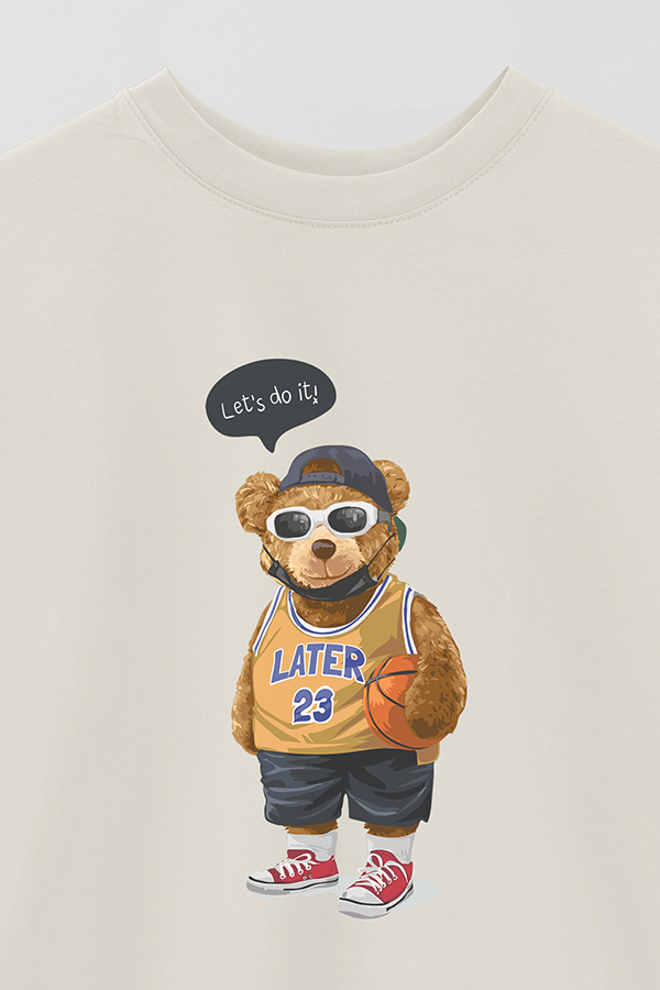 REMERA OVER ESTAMPADA UNISEX TEDDY BASKETBALL PLAYER