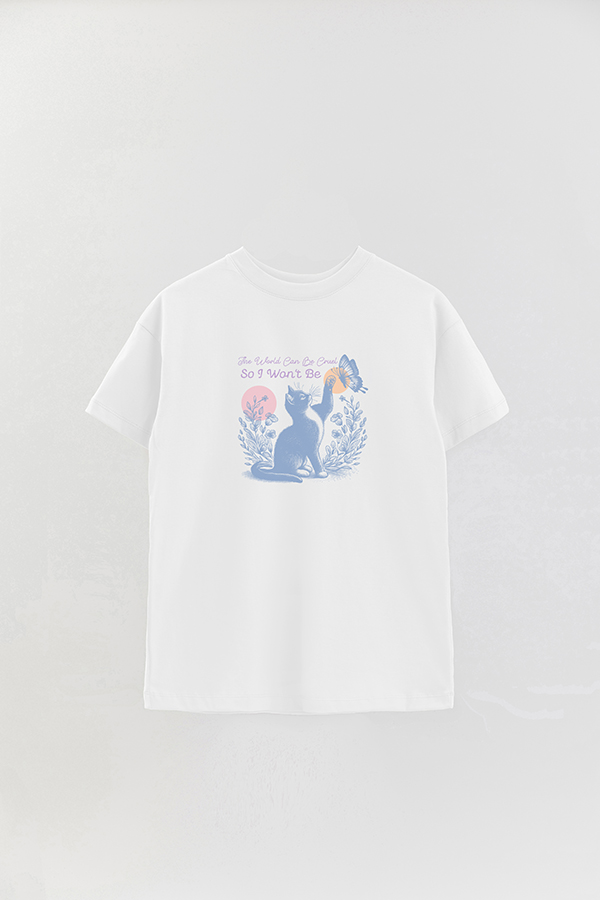 REMERA OVER ESTAMPADA CAT MOON CAT
