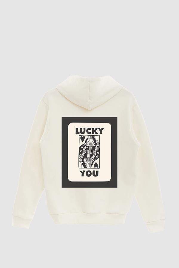 HOODIE ESTAMPADO POSTER NEVER LUCKY YOU