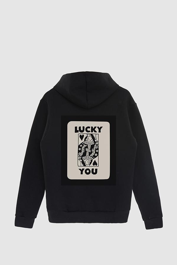 HOODIE ESTAMPADO POSTER NEVER LUCKY YOU