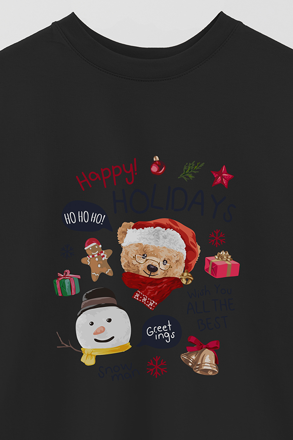 REMERA OVER ESTAMPADA UNISEX TEDDY HOLIDAYS