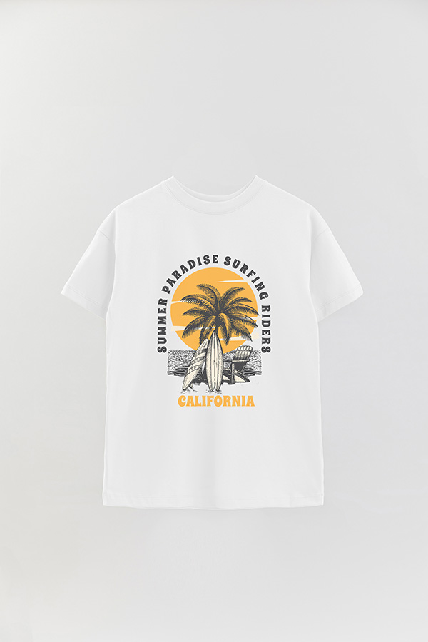 REMERA OVER ESTAMPADA SUMMER PARADISE SURFING