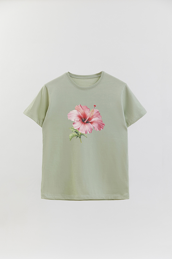 REMERA BASICA ESTAMPADA HIBISCUS 2