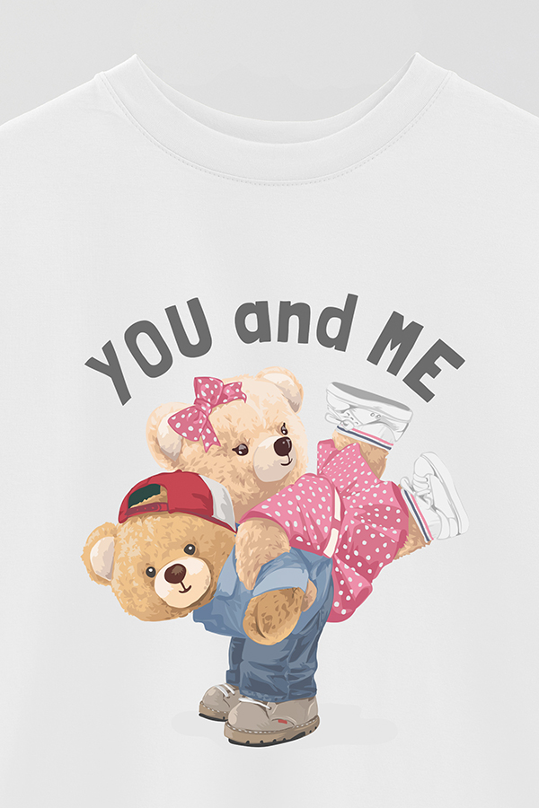 REMERA OVER ESTAMPADA UNISEX TEDDY YOU AND ME