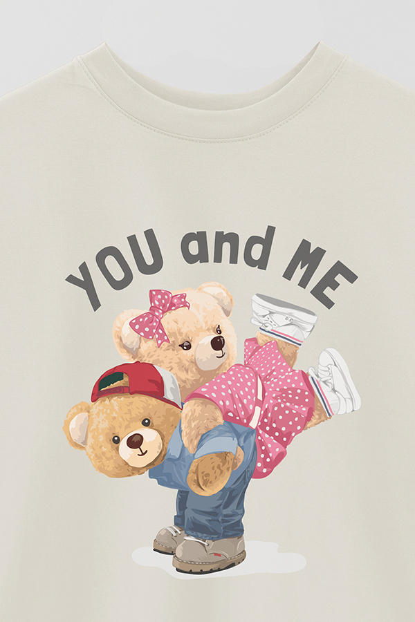 REMERA OVER ESTAMPADA UNISEX TEDDY YOU AND ME
