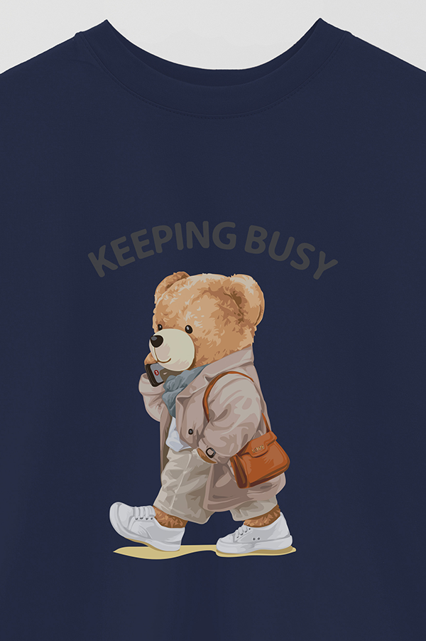 REMERA OVER ESTAMPADA UNISEX TEDDY KEEPING BUSY