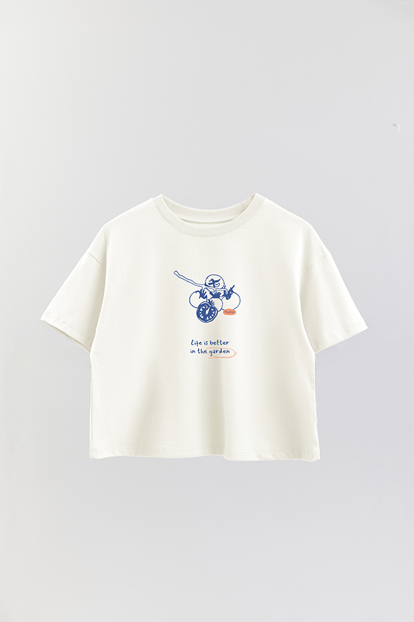 REMERA CROP ESTAMPADA HARVEST LIFE IS BETTER IN THE GARDEN