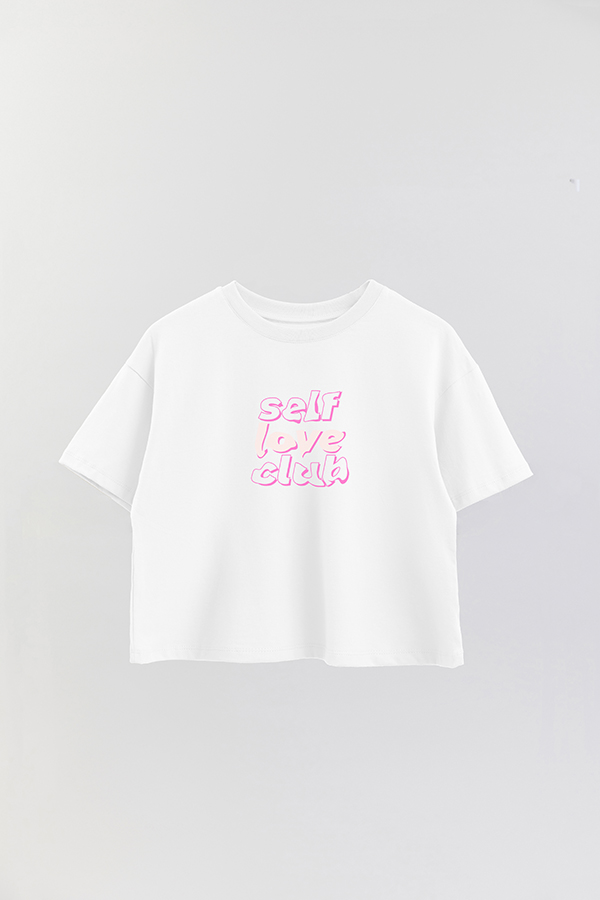 REMERA CROP ESTAMPADA PINK SELF LOVE CLUB