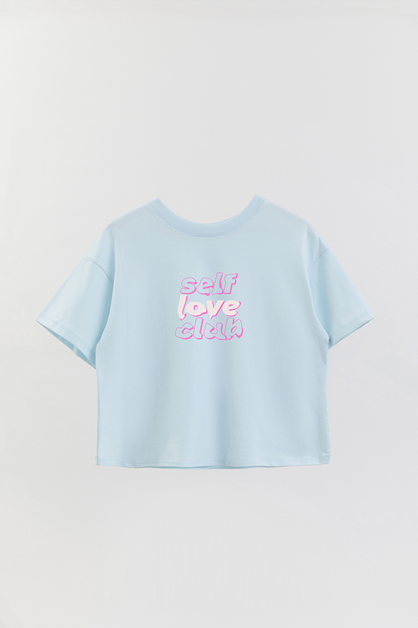 REMERA CROP ESTAMPADA PINK SELF LOVE CLUB