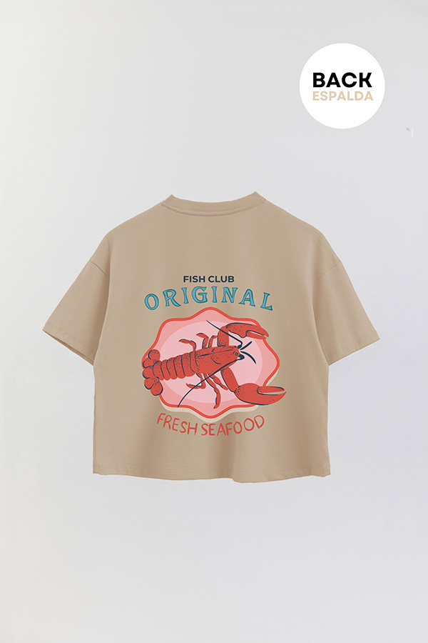 REMERA CROP FB ESTAMPADA ORIGINAL FRESH SEAFOOD