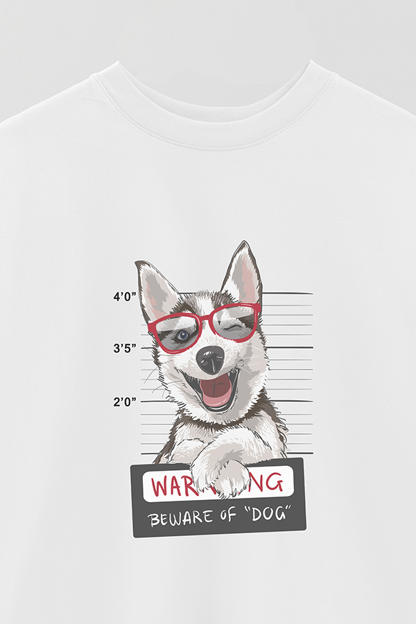 REMERA OVER ESTAMPADA DOG WARNING