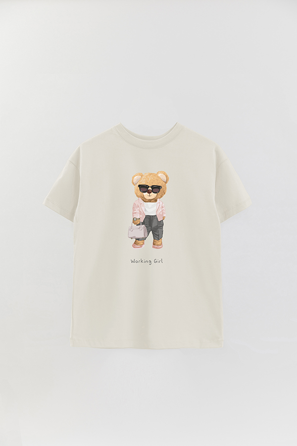 REMERA OVER ESTAMPADA UNISEX TEDDY WORKING GIRL