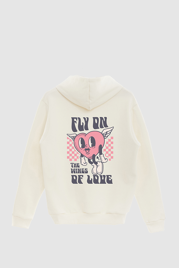 HOODIE ESTAMPADO CARTOON ILLUSTRATION FLY ON THE WINGS OF LOVE