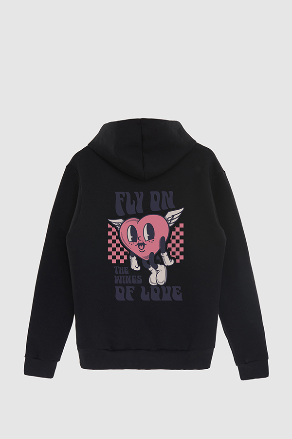 HOODIE ESTAMPADO CARTOON ILLUSTRATION FLY ON THE WINGS OF LOVE