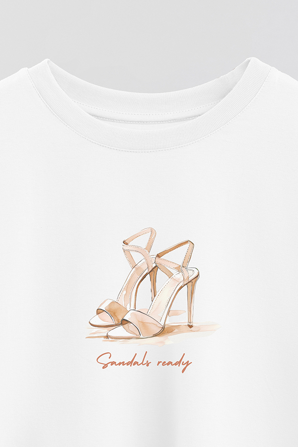 REMERA CROP ESTAMPADA COASTAL SANDALS READY