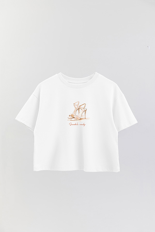 REMERA CROP ESTAMPADA COASTAL SANDALS READY