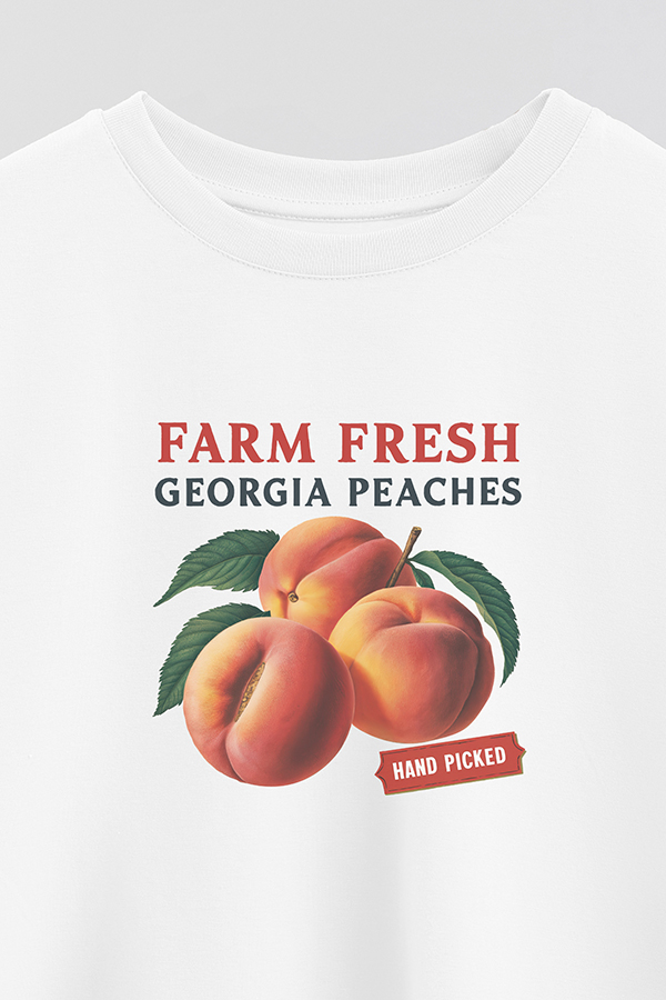 REMERA CROP ESTAMPADA HARVEST FARM FRESH GEORGIA PEACHES