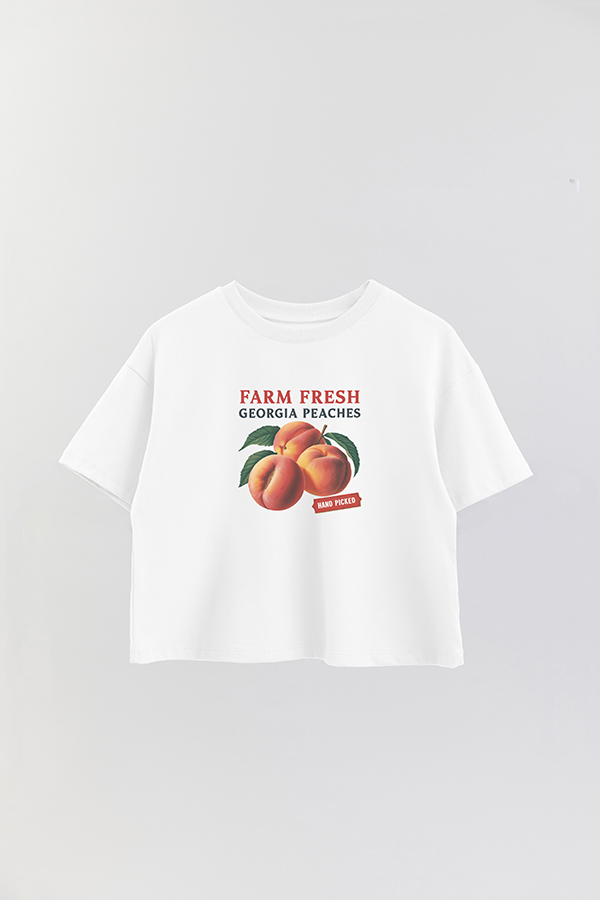 REMERA CROP ESTAMPADA HARVEST FARM FRESH GEORGIA PEACHES