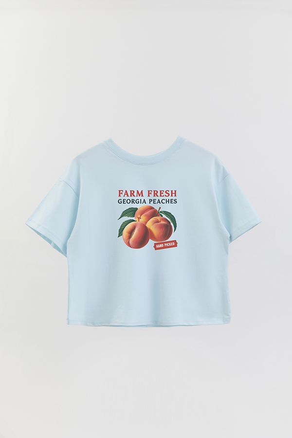 REMERA CROP ESTAMPADA HARVEST FARM FRESH GEORGIA PEACHES