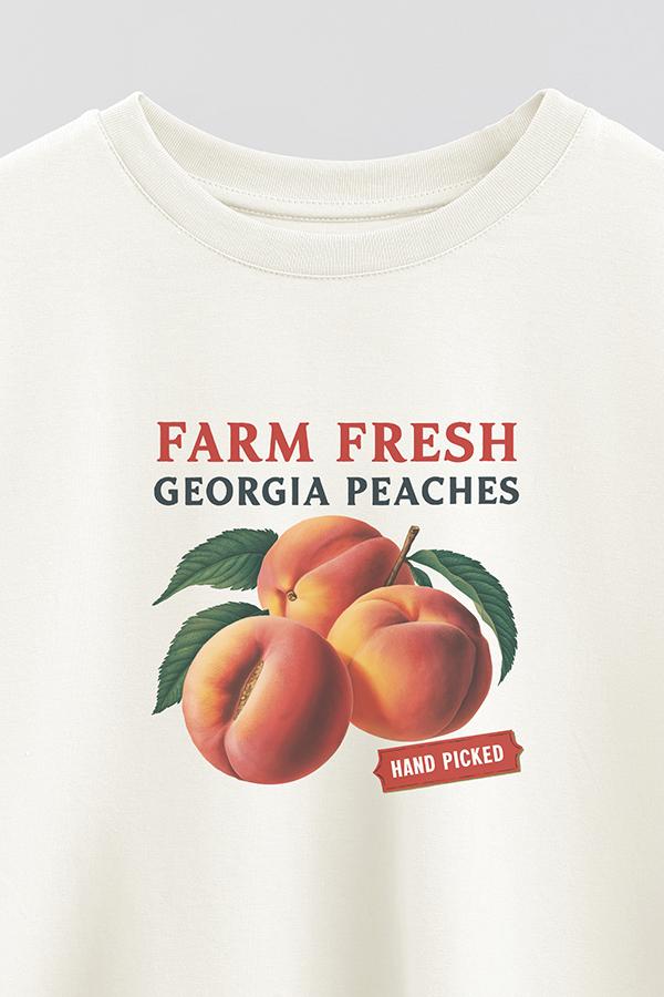 REMERA CROP ESTAMPADA HARVEST FARM FRESH GEORGIA PEACHES