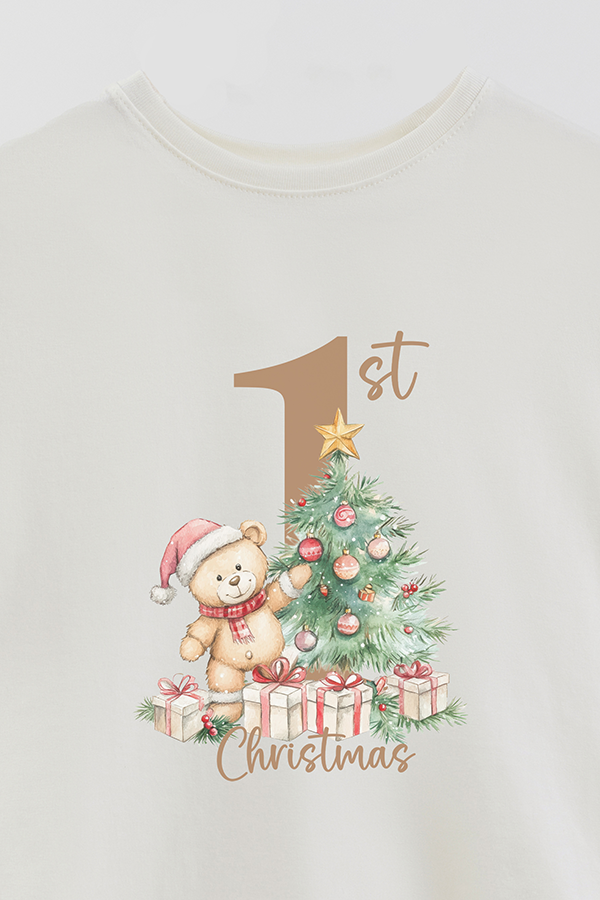 REMERA BASICA ESTAMPADA FIRST CHRISTMAS BEAR