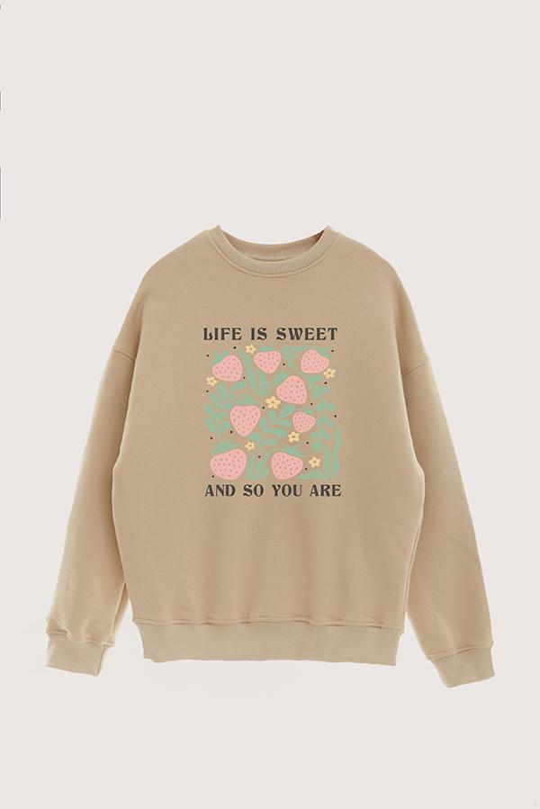 BUZO CREWNECK ESTAMPADO BOHO LIFE IS SWEET AND SO YOU ARE