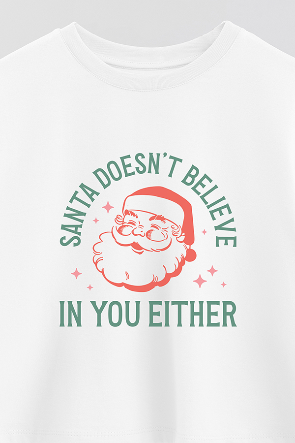 REMERA CROP SANTA DOESN'T BELIEVE IN YOU