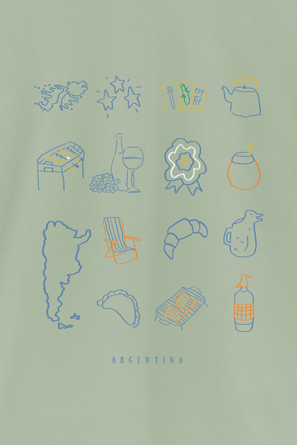 REMERA OVER ESTAMPADA ARG ICONOS