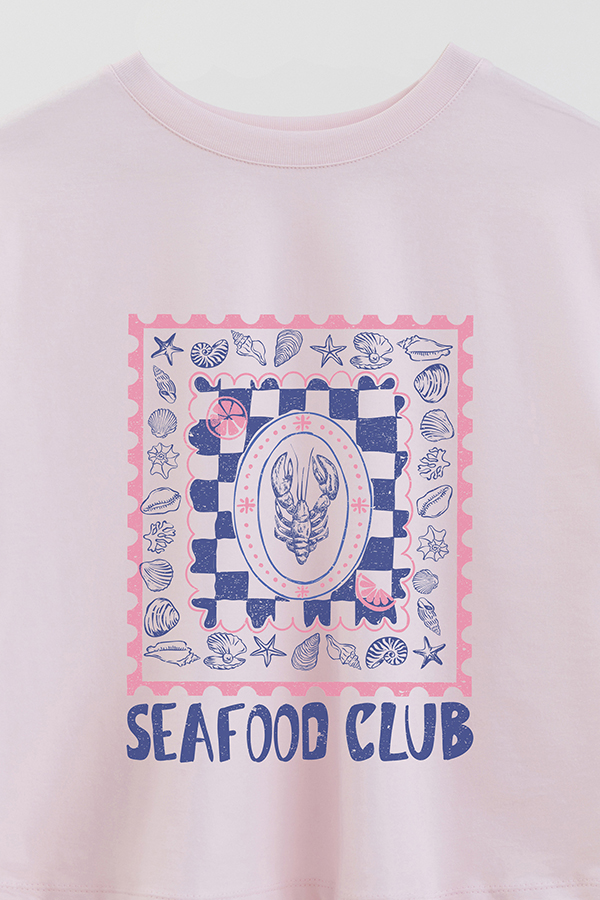 REMERA CROP ESTAMPADA SEAFOOD CLUB