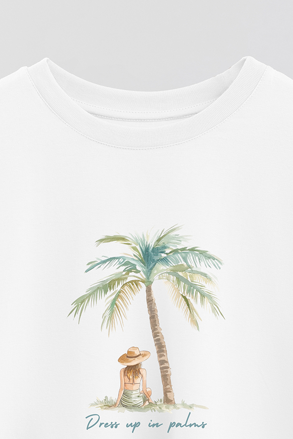 REMERA CROP ESTAMPADA COASTAL DRESS UP IN PALMS