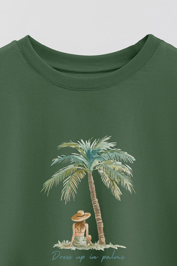 REMERA CROP ESTAMPADA COASTAL DRESS UP IN PALMS
