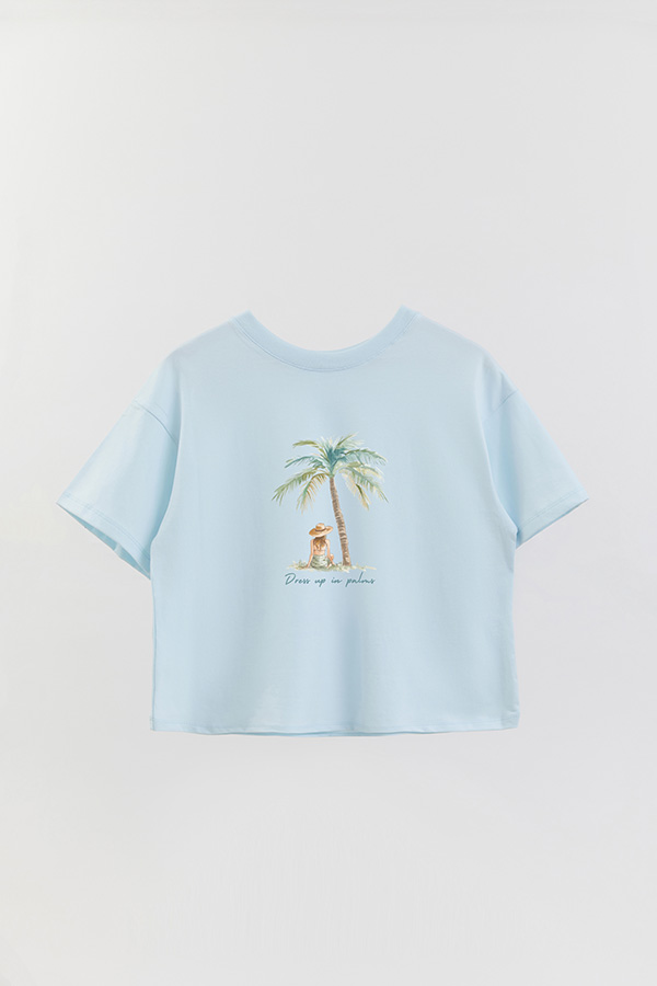 REMERA CROP ESTAMPADA COASTAL DRESS UP IN PALMS